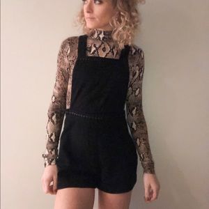Faux suede black overalls size 6